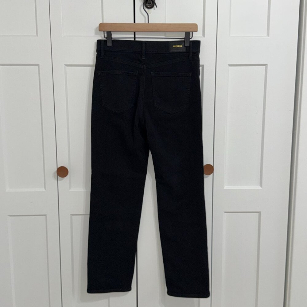 Express High Rise Straight Ankle Black Jeans Size 6L Stretch - Picture 6 of 8